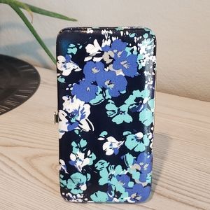 NWOT Blue Black White Teal floral click wallet
